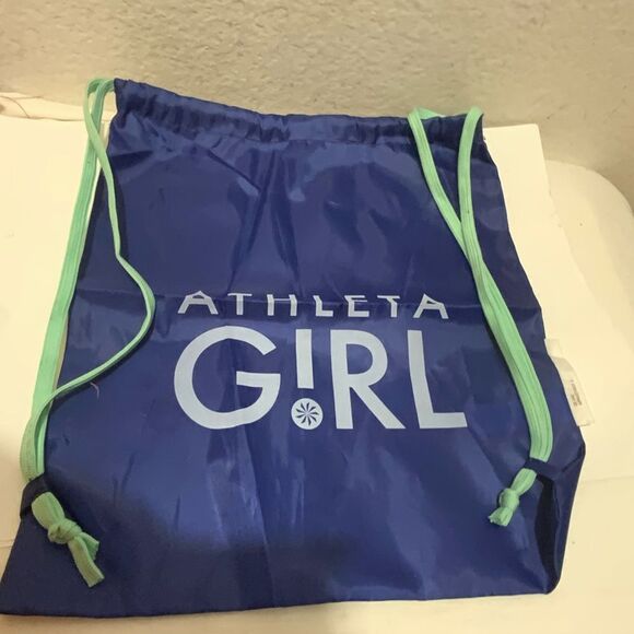 COPY - Athleta Girl Draw String Bag gym bag sky blue with clouds  shoestring dr… - Picture 1 of 2